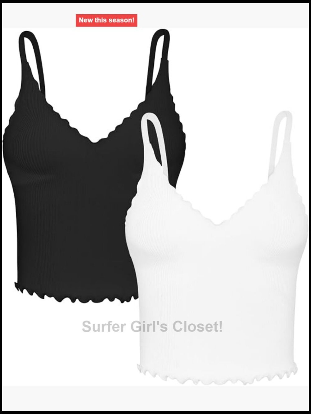 2 Pack V Neck Ribbed Camisole Tank Tops with Ruffle Hem Seamless